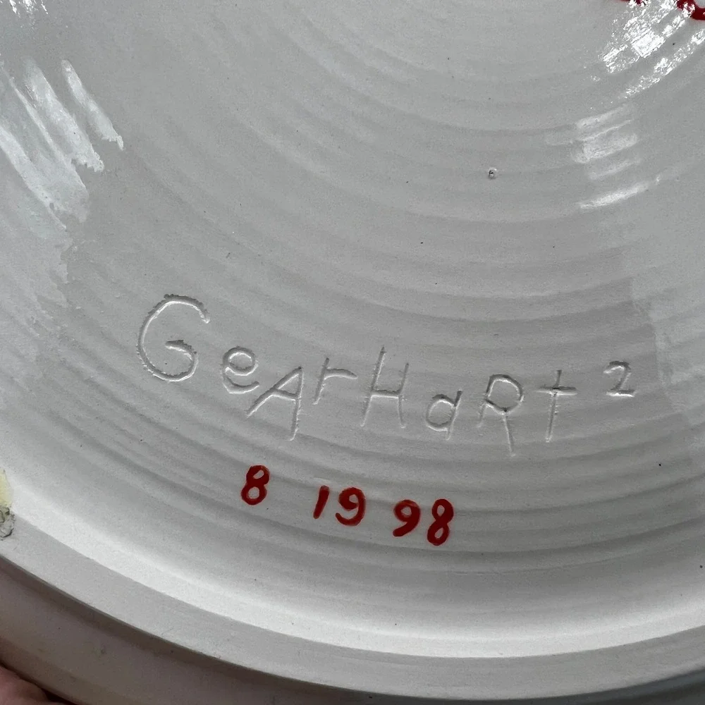 Gearhart Signed Studio Art Pottery Plate‎ Lance Vintage 90s Bold Geometric MCM